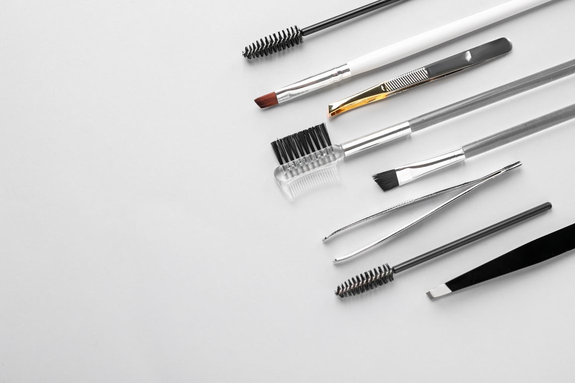 Set of Tools for Eyebrows Correction on White Background